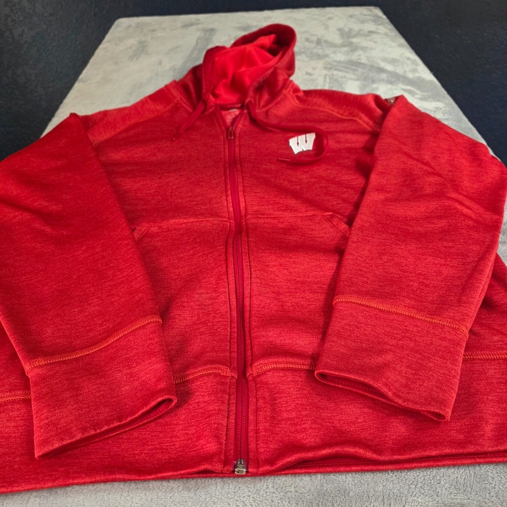 Wisconsin Badgers Adidas Track Jacket Mens Full Zip Fleece-Sz XL